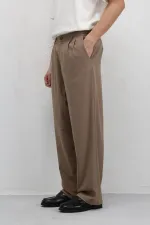 Pantalon ample en tissu, couleur vison