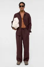 Basıc Oversize Uzun Kollu Modal Karışımlı Gömlek Kahve