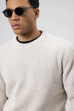 Bisiklet Yaka Oversize Triko Kazak Taş