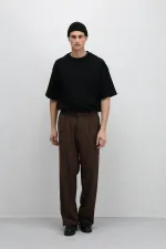 Baggy Fit Kumaş Pantolon Kahve