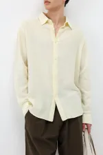 Uzun Kollu Basic Oversize Gömlek Sarı