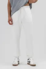 Basic Paça Lastikli Eşofman Alt Ekru