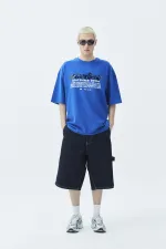 Atelier Kabartma Baskılı Oversize Tişört Saks