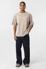 Yıkamalı Ottoman Basic Oversize Tişört Taş