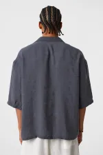 Oversize Short Sleeve Modal Fabric Shirt Anthracite