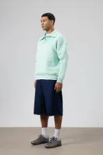 Sweat-shirt oversize à col zippé menthe
