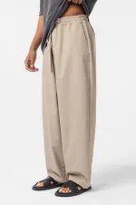 Pantalon ample à taille élastique couleur