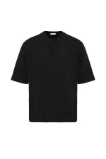 Basic Oversize Button-Down T-Shirt Black