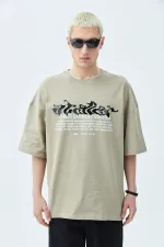 Atelier Kabartma Baskılı Oversize Tişört Vizon