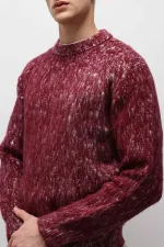 Soft Textured Oversize Knit Sweater Burgundy