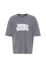 Yıkamalı Oversize Triko Tişört Gri