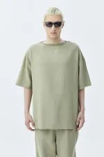 Basıc Oversize Keten Takım Haki