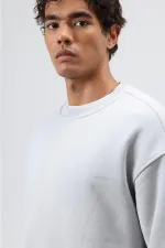 Sweat-shirt basique oversize délavé gris clair