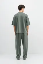 Modal Karışımlı Oversize Tişört Haki