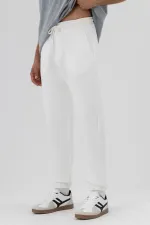 Basic Paça Lastikli Eşofman Alt Ekru