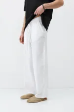 Super Baggy Fit Keten Pantolon Ekru