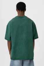 T-shirt basique oversize délavé, bleu marine