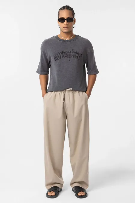 Bel Lastikli Baggy Pantolon Taş