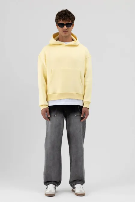 Sweat-shirt à capuche basique jaune