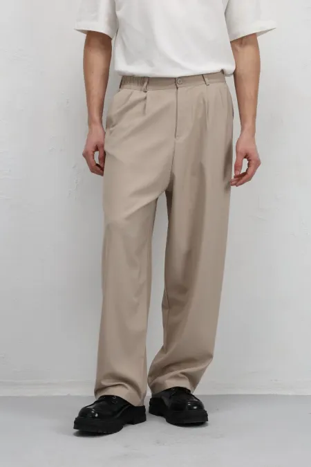 Baggy Fit Kumaş Pantolon Taş