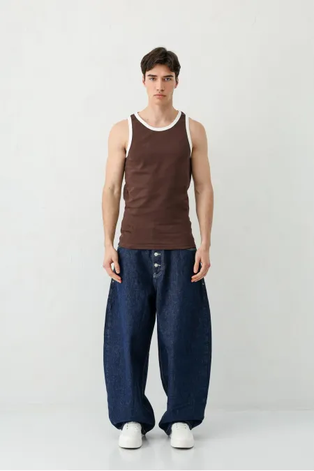 Oversize Askılı Tişört Kahve