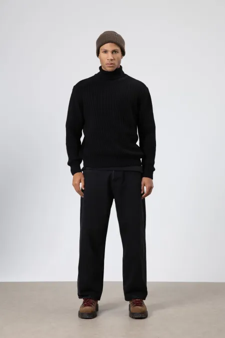 Oversize Triko Boğazlı Kazak Siyah