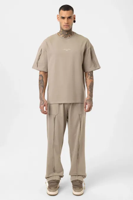 Printed Stopper Tracksuit Set in Mink Color