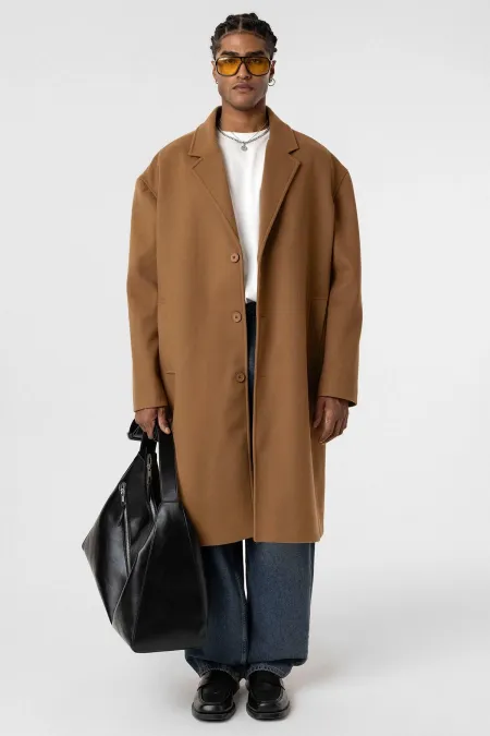 Oversize Uzun Kaşe Kaban Taba Oversize Uzun Kaşe Kaban Taba