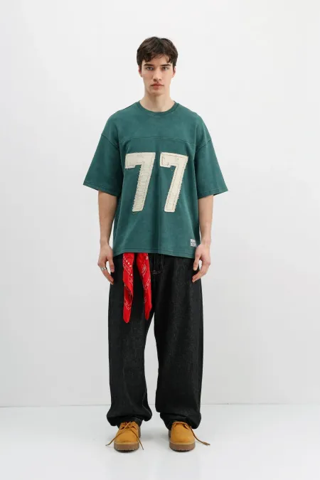 Numara Baskılı Oversize Tişört Nefti