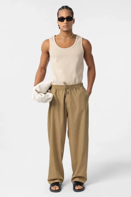 Bel Lastikli Baggy Pantolon Haki