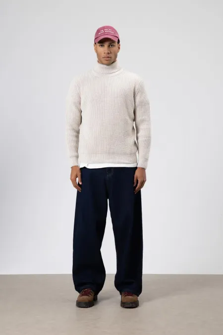 Oversize Triko Boğazlı Kazak Taş