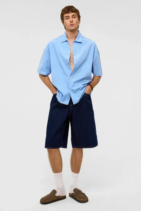 Oversize Bermuda Denim Shorts Dark Blue