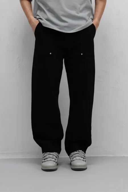 Pocket Detail Baggy Fit Jeans Black