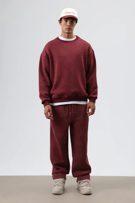 Washed Baggy Sweatpants Burgundy