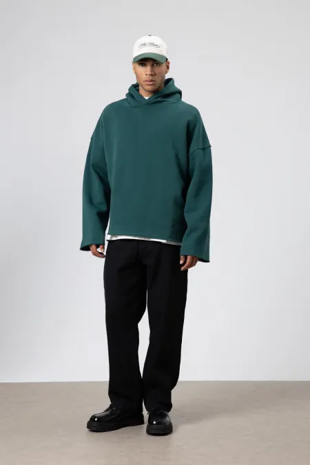 Sweat à capuche basique oversize sans coutures, bleu marine