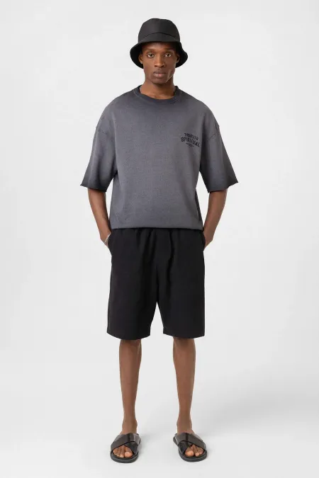 T-shirt oversize en maille délavée noire