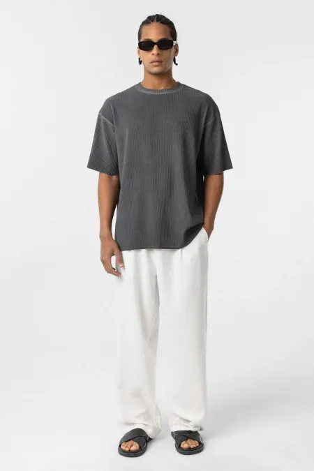 Yıkamalı Ottoman Basic Oversize Tişört Siyah