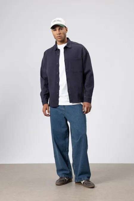 Oversize Gabardin Gömlek Ceket Füme