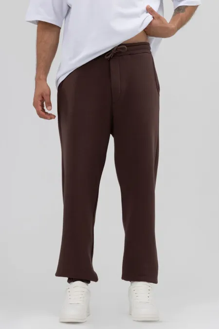 Basic Paça Lastikli Eşofman Alt Kahve