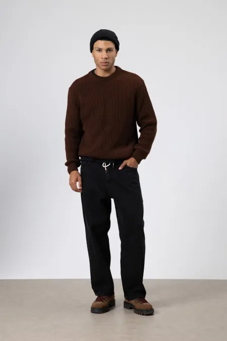 Bisiklet Yaka Oversize Triko Kazak Kahve