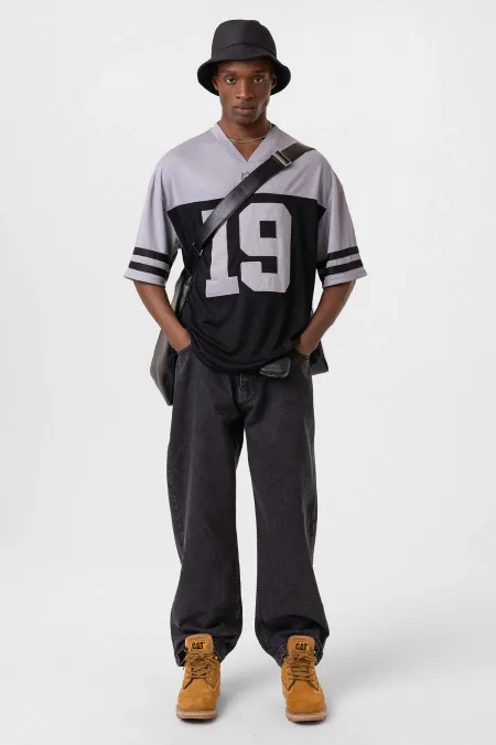 Baskılı Oversize Forma Tişört Siyah