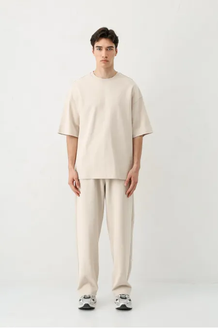 Baggy Fit Yıkamalı Eşofman Alt Taş