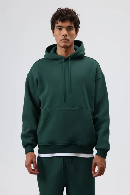 Basic Oversize Yıkamalı Hoodie Nefti