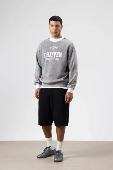 Oversize Crew Neck Printed Sweatshirt Grey