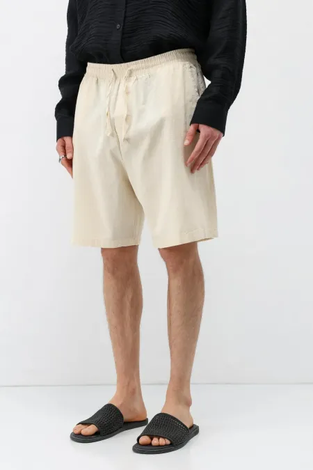 Oversize Keten Şort Naturel