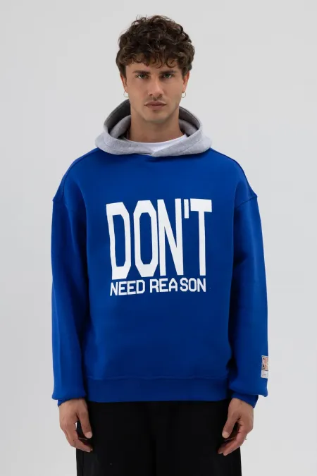 Sweat-shirt oversize imprimé bicolore bleu marine