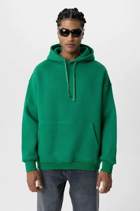Basıc Oversize Kapüşonlu Cep Detaylı Sweatshirt Benetton