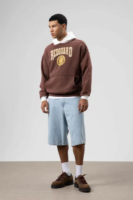 Sweat à capuche imprimé oversize, couleur café