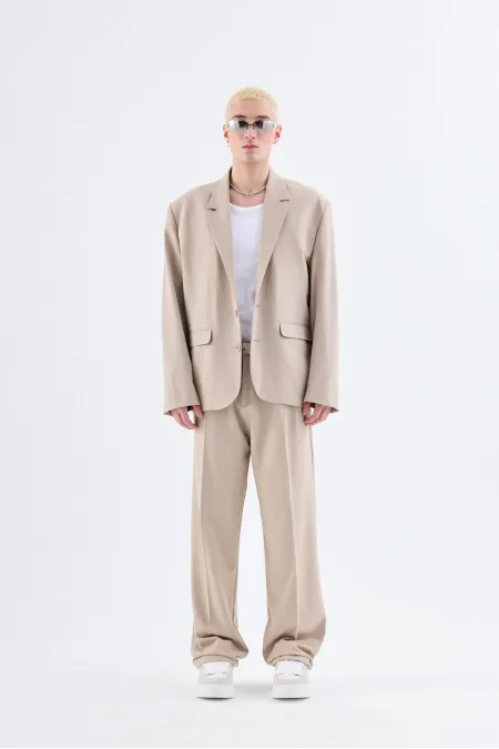 Costume classique oversize beige