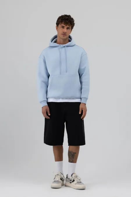Sweat à capuche basique oversize bleu ciel